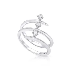 18k Tribal White Gold Ring With 0.39 Cts Vs-Gh Diamonds