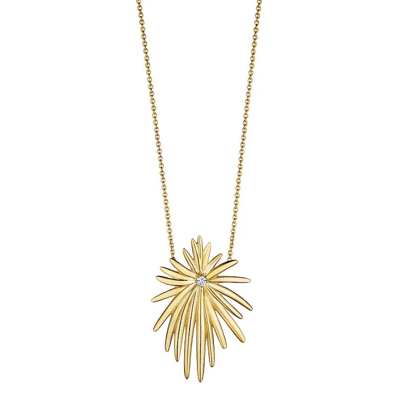 18k Tribal Yellow Gold Necklace With 0.11 Cts Vs-Gh Diamonds