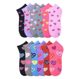 24 Pairs Women Hearts Fashion Cotton Multi Color Casual Ankle Low Cut Socks 9-11