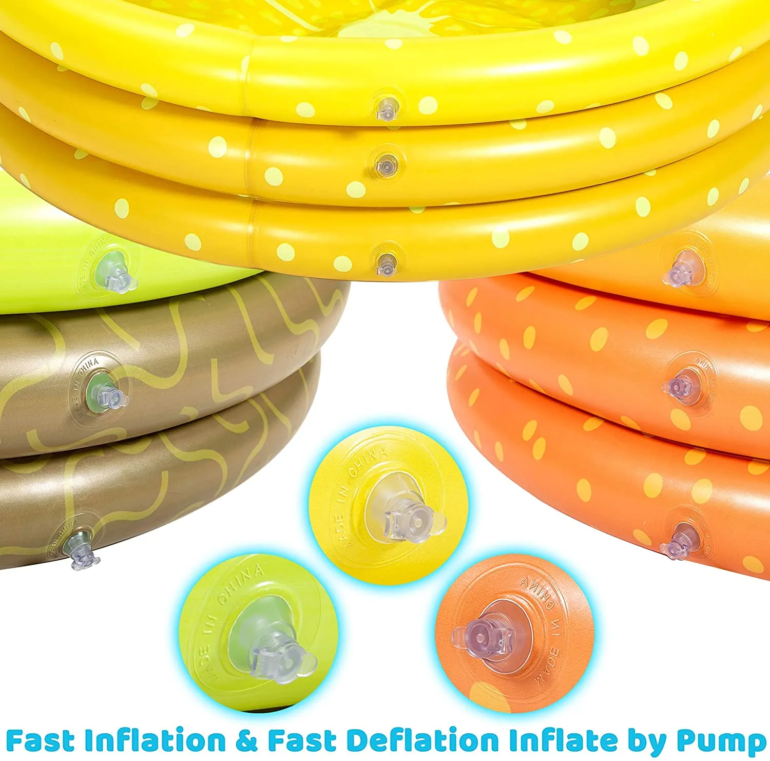 3 Packs 45" X 10" Inflatable Kiddie Pool, Lemon Orange Kiwi Swimming Pool for Kids Toddler Summer Fun, Indoor&Outdoor Water Pool Baby Pool Pit Ball Pool for Ages 3 