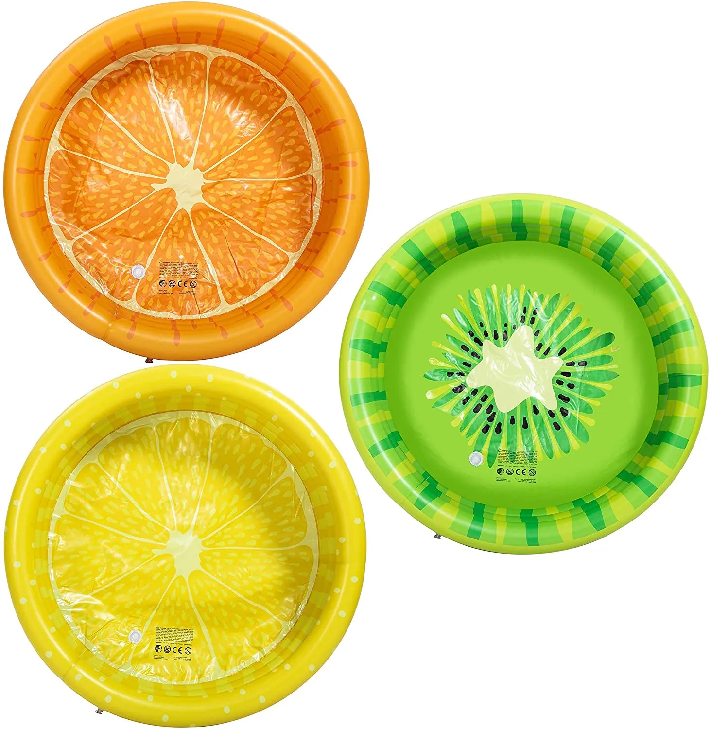 3 Packs 45" X 10" Inflatable Kiddie Pool, Lemon Orange Kiwi Swimming Pool for Kids Toddler Summer Fun, Indoor&Outdoor Water Pool Baby Pool Pit Ball Pool for Ages 3 