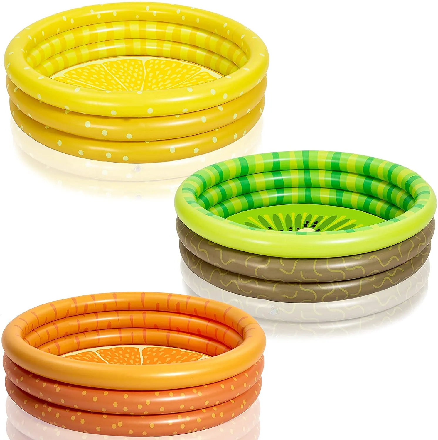 3 Packs 45" X 10" Inflatable Kiddie Pool, Lemon Orange Kiwi Swimming Pool for Kids Toddler Summer Fun, Indoor&Outdoor Water Pool Baby Pool Pit Ball Pool for Ages 3 