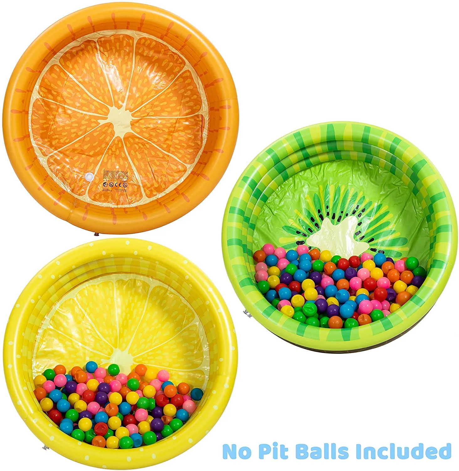 3 Packs 45" X 10" Inflatable Kiddie Pool, Lemon Orange Kiwi Swimming Pool for Kids Toddler Summer Fun, Indoor&Outdoor Water Pool Baby Pool Pit Ball Pool for Ages 3 