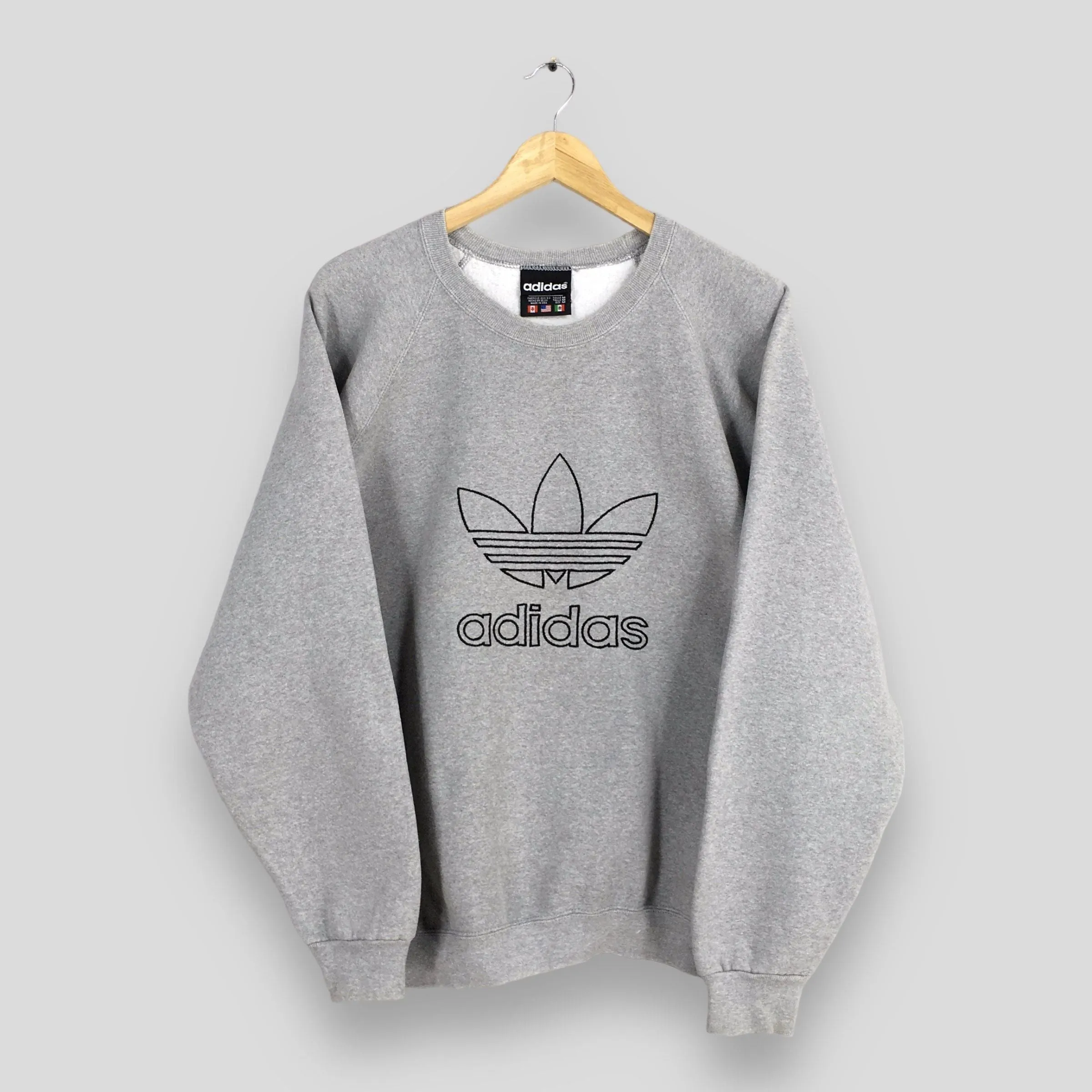 Adidas Trefoil Embroidered Big Logo Sweatshirt Medium