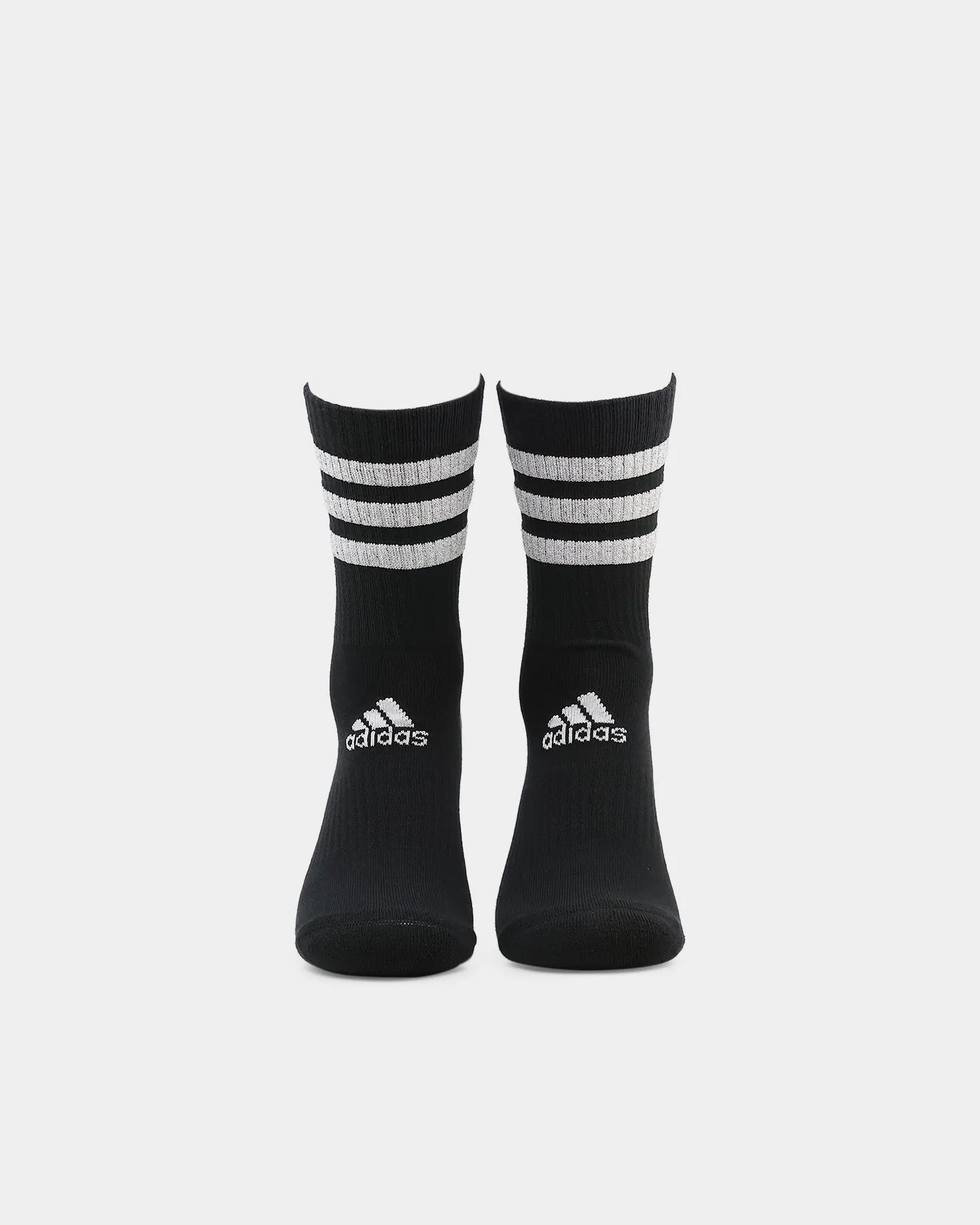 Adidas Women's 3 Stripe Glam Crew Socks 3 Pack White/Black/Wild Pink/Grey Five
