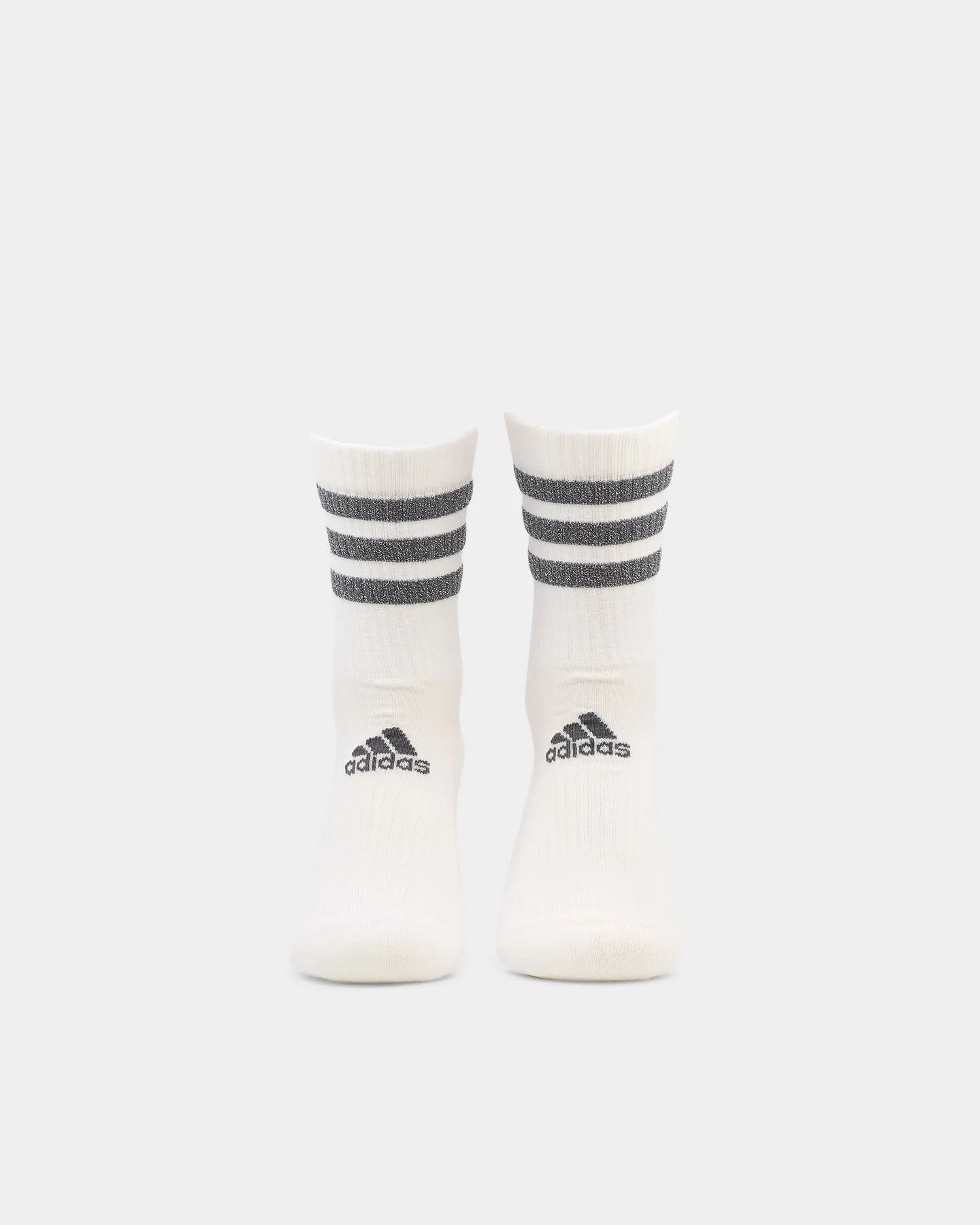 Adidas Women's 3 Stripe Glam Crew Socks 3 Pack White/Black/Wild Pink/Grey Five