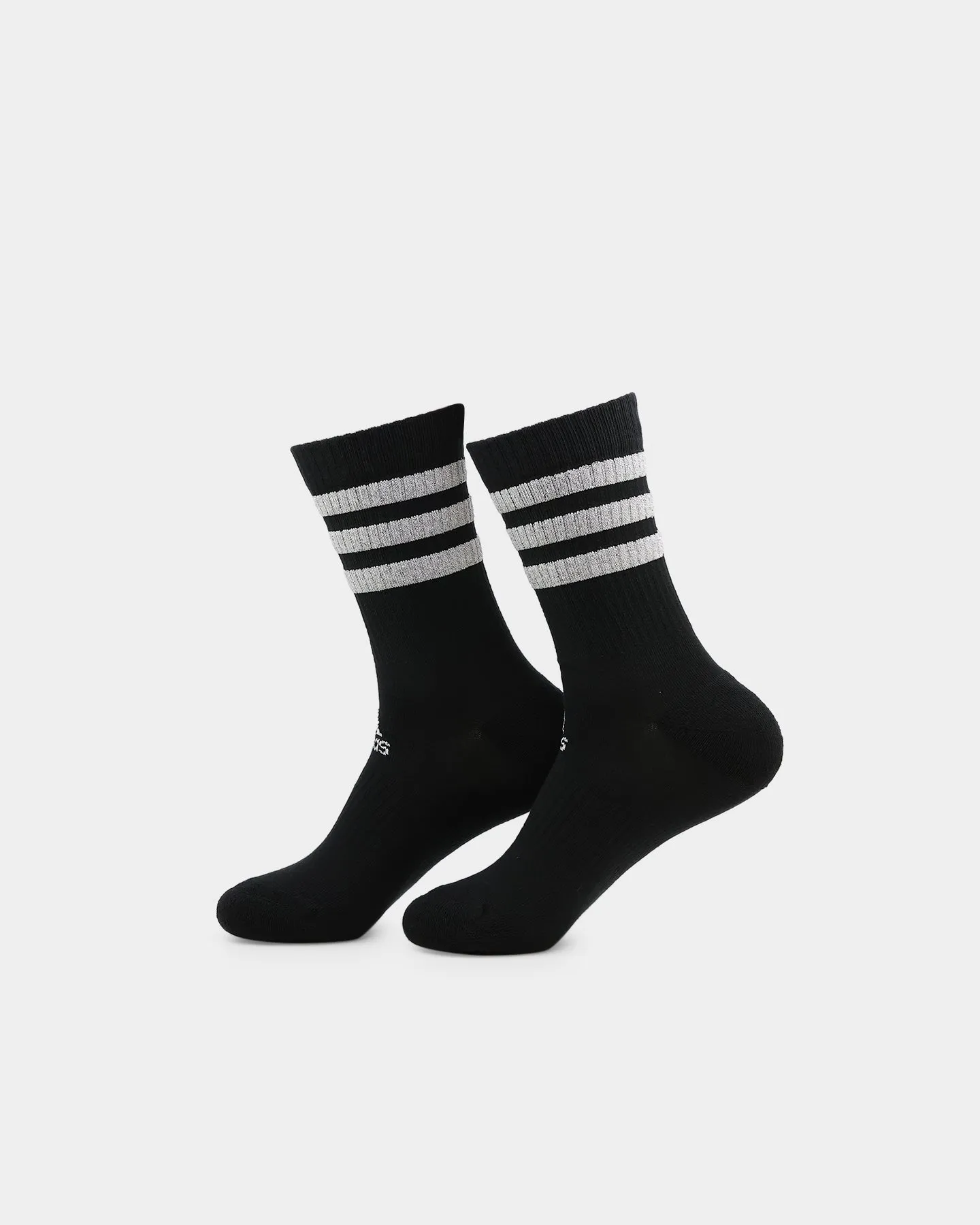 Adidas Women's 3 Stripe Glam Crew Socks 3 Pack White/Black/Wild Pink/Grey Five