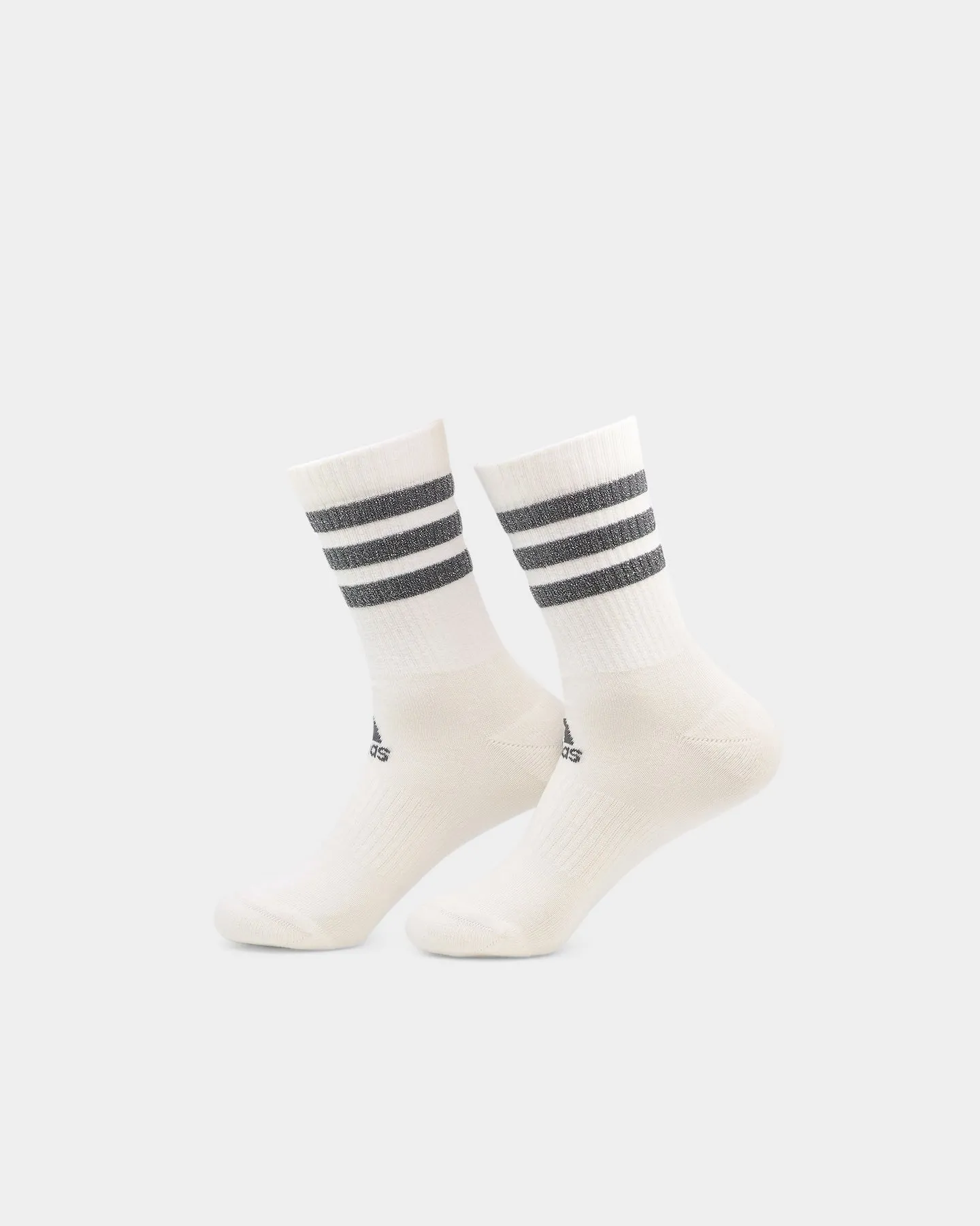 Adidas Women's 3 Stripe Glam Crew Socks 3 Pack White/Black/Wild Pink/Grey Five