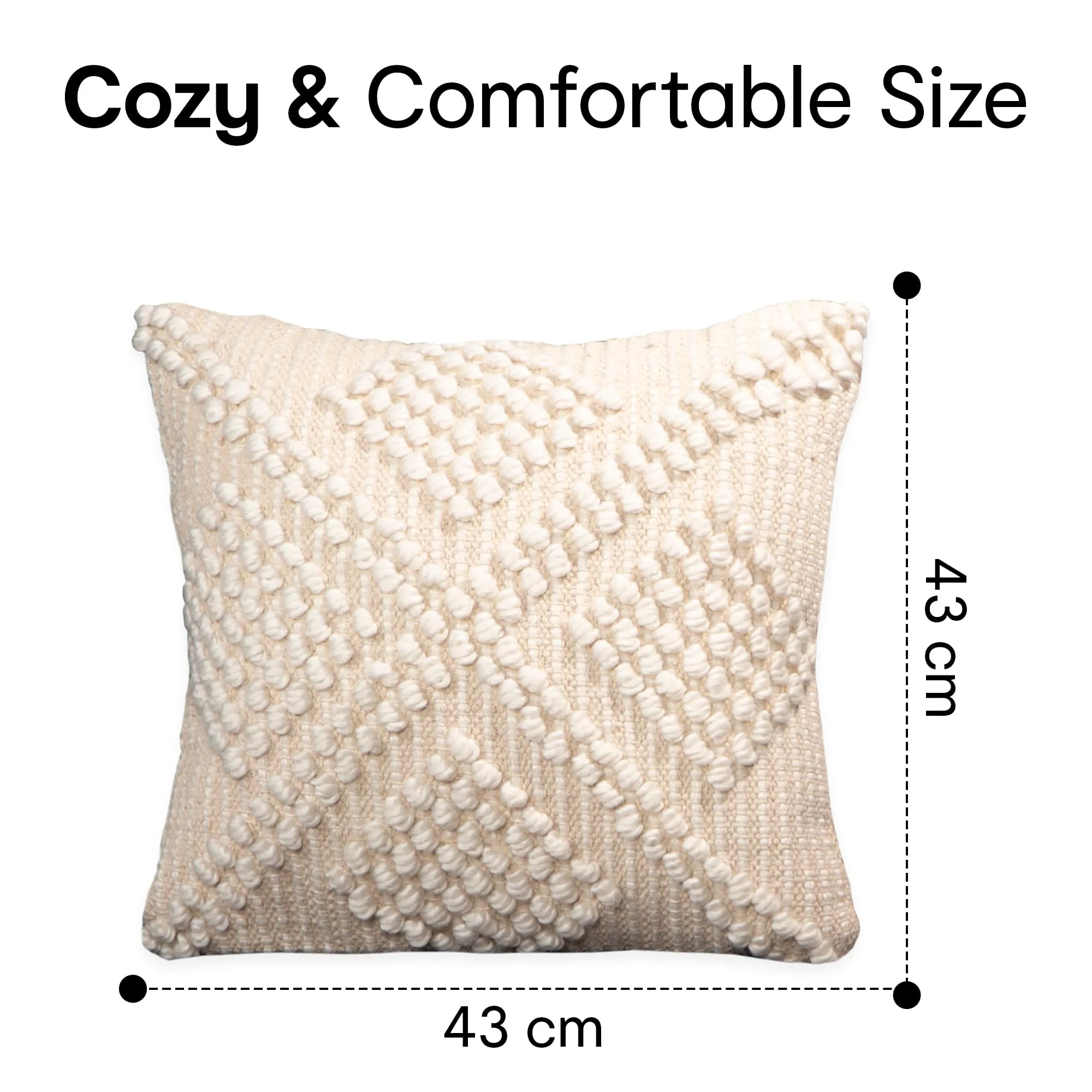 Anko Australia Romy Woven Polyester & Linen Printed Square Cushion Cover Set of 6 | Textured Throw Pillow Covers with Tassels for Sofa & Bed (Without Filler) | 43 x 43 cm Each, Natural & White