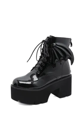 Archy Womens Angel Wing Patent Leather Ankle Booties