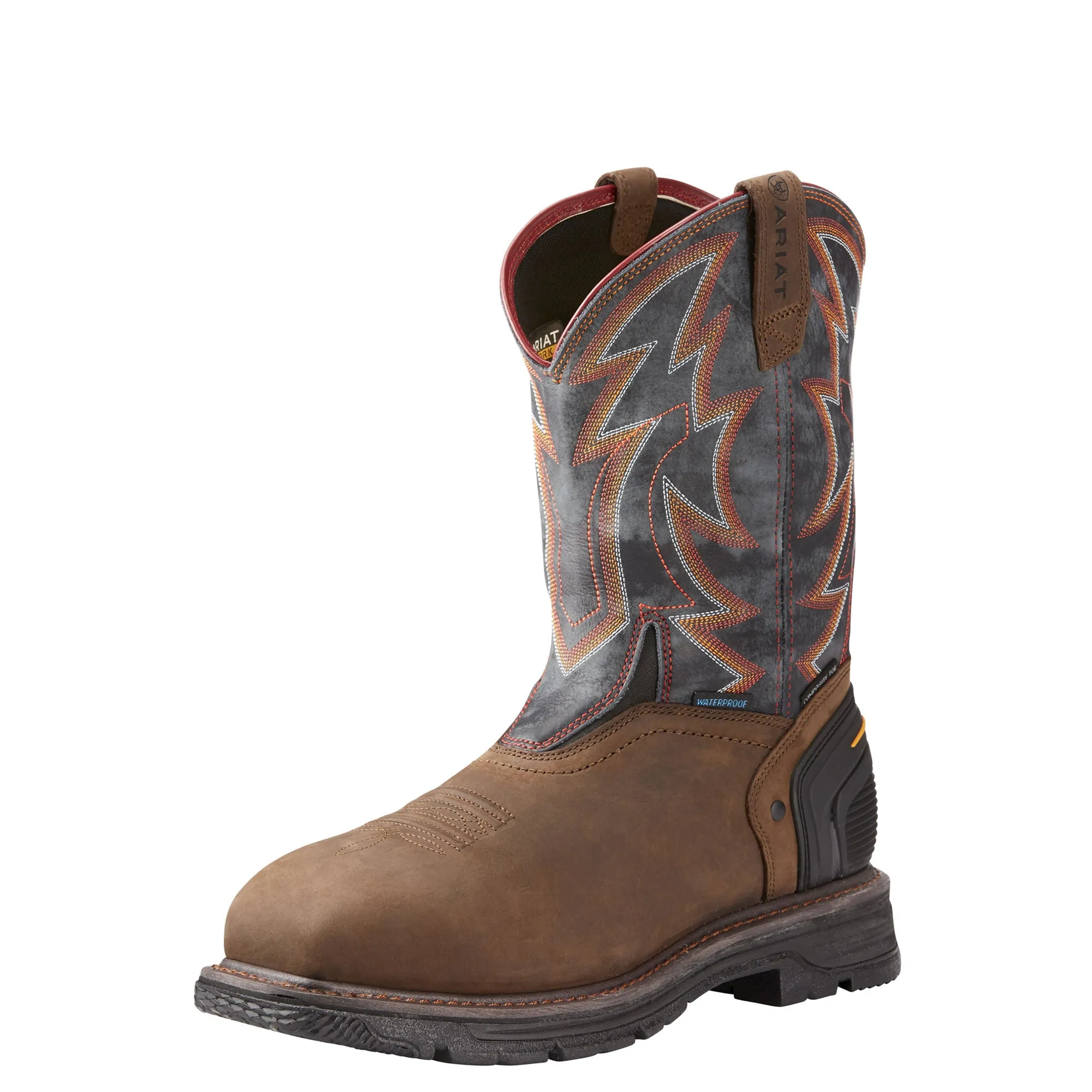 Ariat Mens Catalyst Vx Thunder H2O Composite Toe Work Boots Brn/Storm