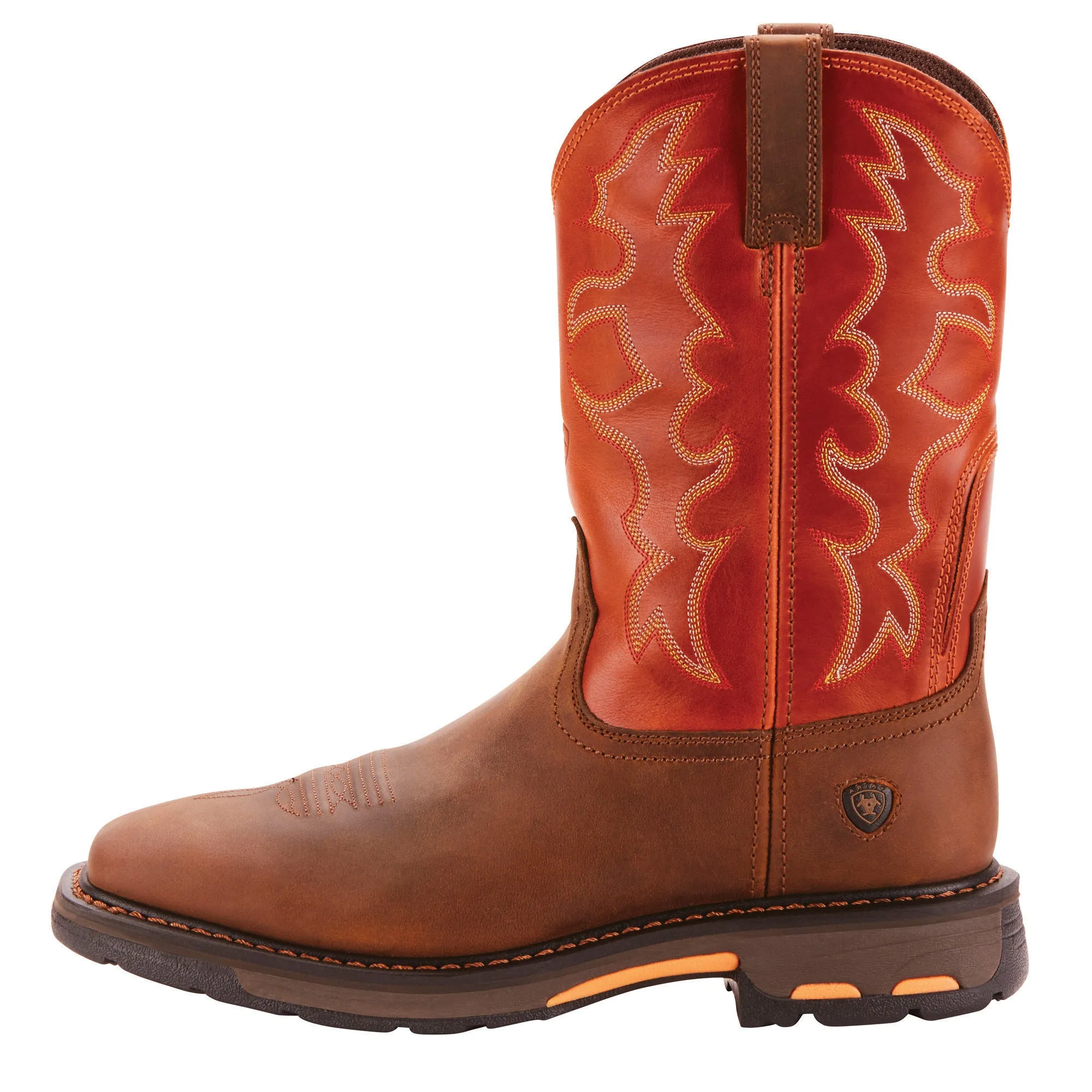 Ariat Mens Workhog Wide Square Toe Work Boot Dark Earth
