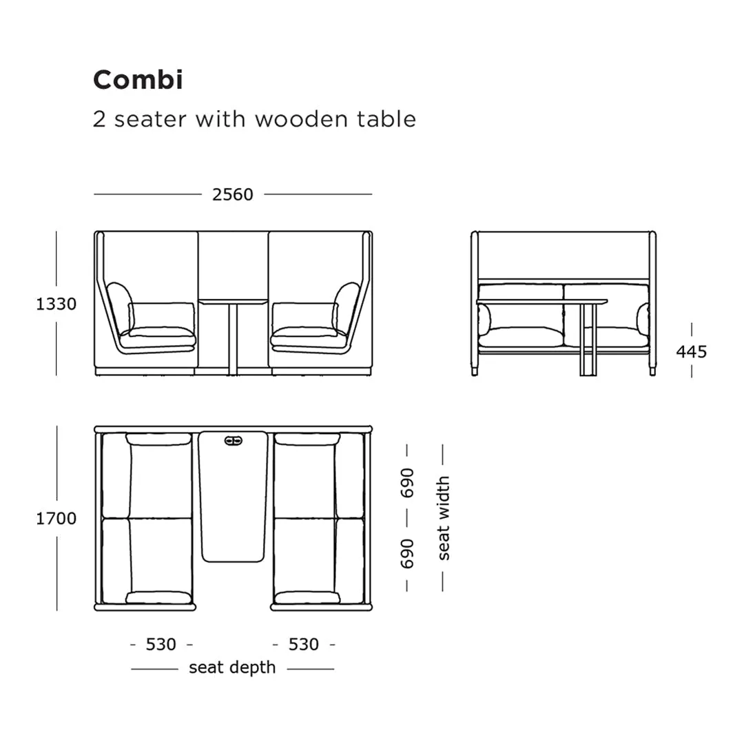 Case Combi 2 Seater Sofa with Wooden Table