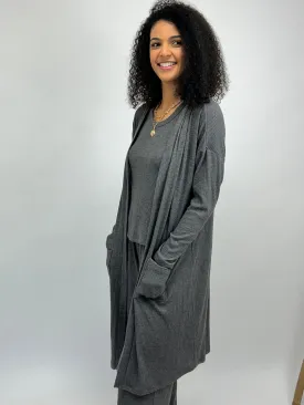 Cashmere Rib Duster - Charcoal