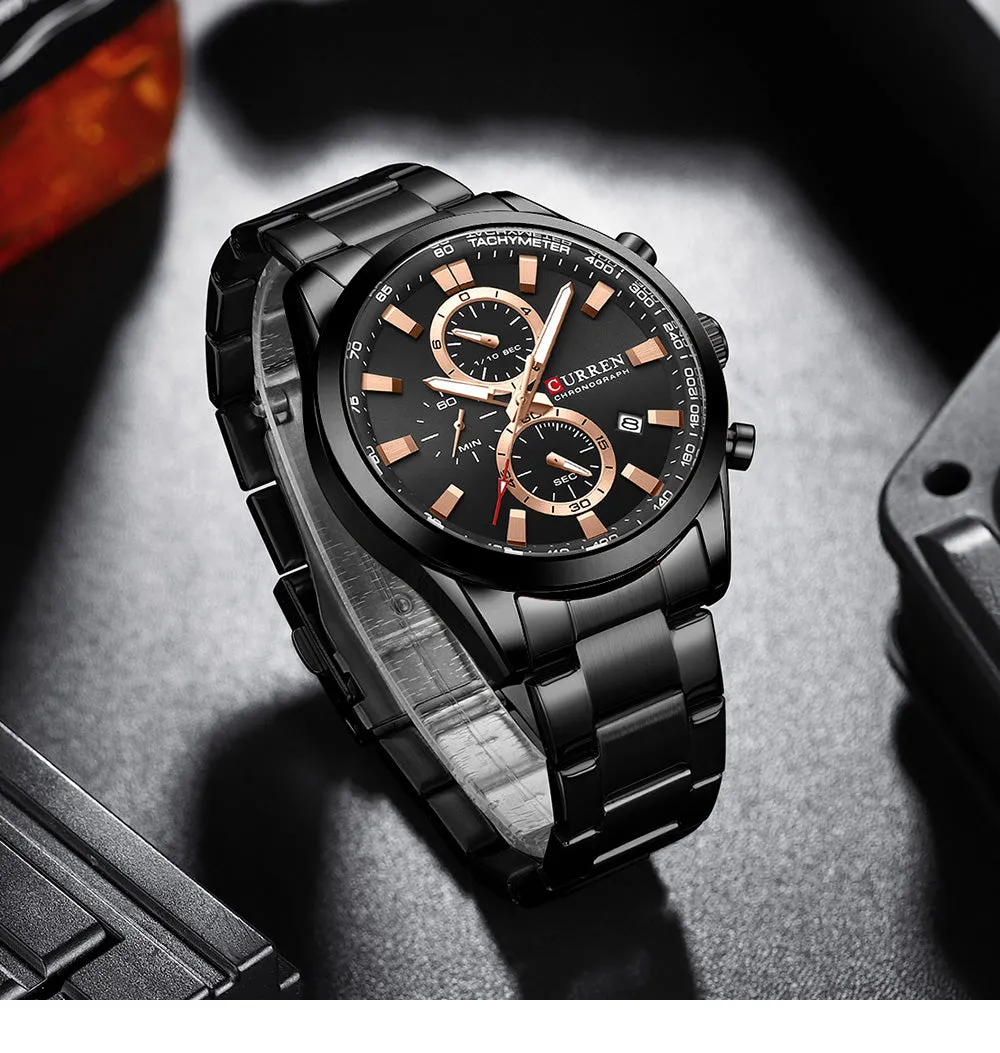 CURREN Original Brand Stainless Steel Band Wrist Watch For Men With Brand (Box & Bag)-8445