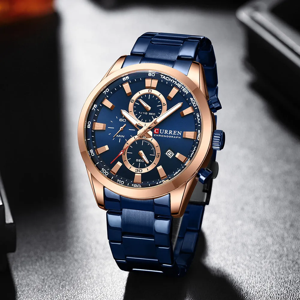 CURREN Original Brand Stainless Steel Band Wrist Watch For Men With Brand (Box & Bag)-8445