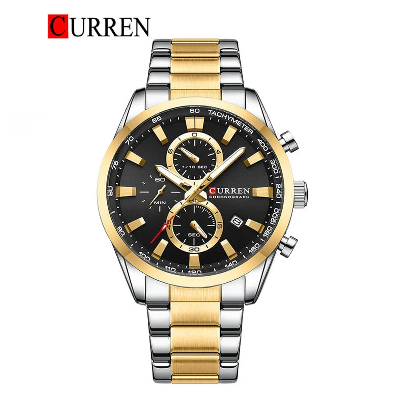 CURREN Original Brand Stainless Steel Band Wrist Watch For Men With Brand (Box & Bag)-8445