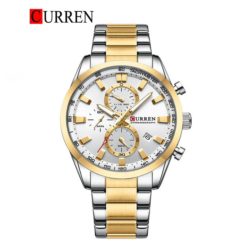 CURREN Original Brand Stainless Steel Band Wrist Watch For Men With Brand (Box & Bag)-8445