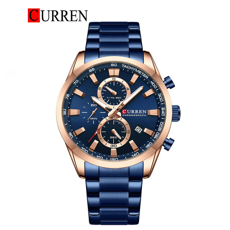 CURREN Original Brand Stainless Steel Band Wrist Watch For Men With Brand (Box & Bag)-8445