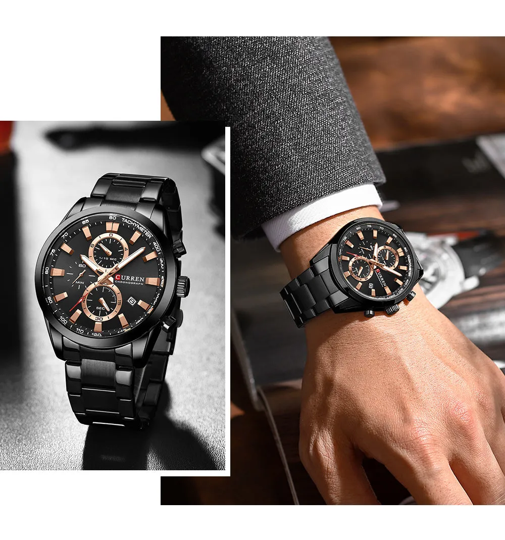 CURREN Original Brand Stainless Steel Band Wrist Watch For Men With Brand (Box & Bag)-8445