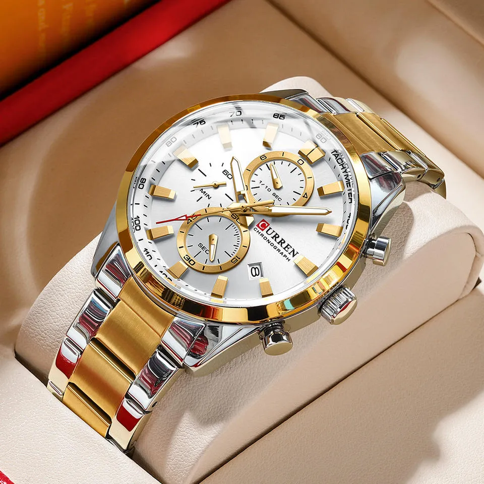 CURREN Original Brand Stainless Steel Band Wrist Watch For Men With Brand (Box & Bag)-8445