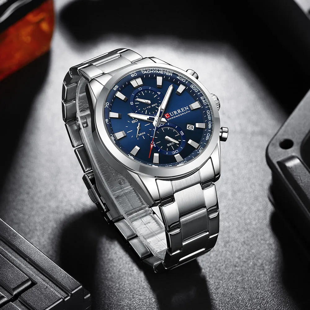 CURREN Original Brand Stainless Steel Band Wrist Watch For Men With Brand (Box & Bag)-8445