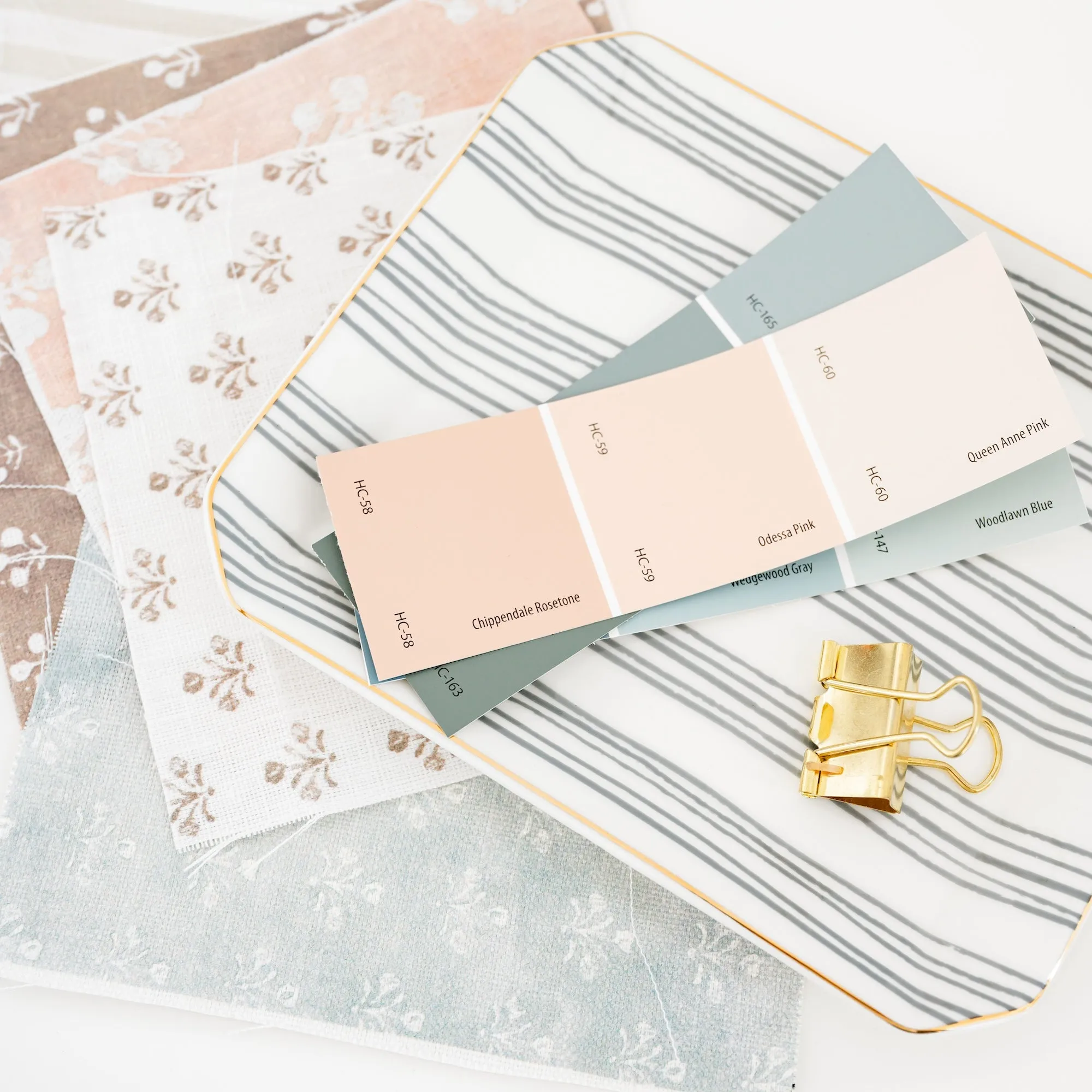Dusty Blue Floral Trinket Tray