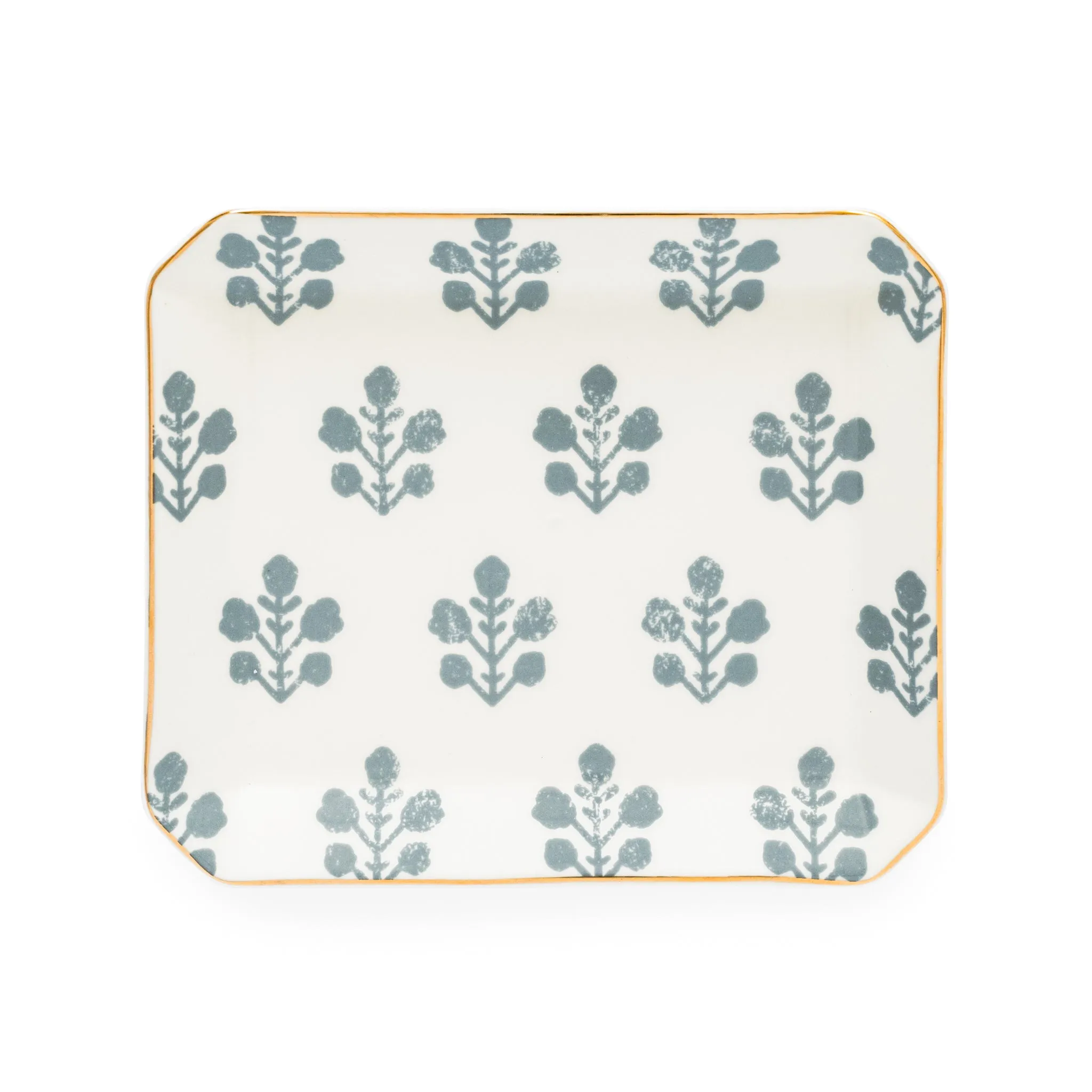 Dusty Blue Floral Trinket Tray