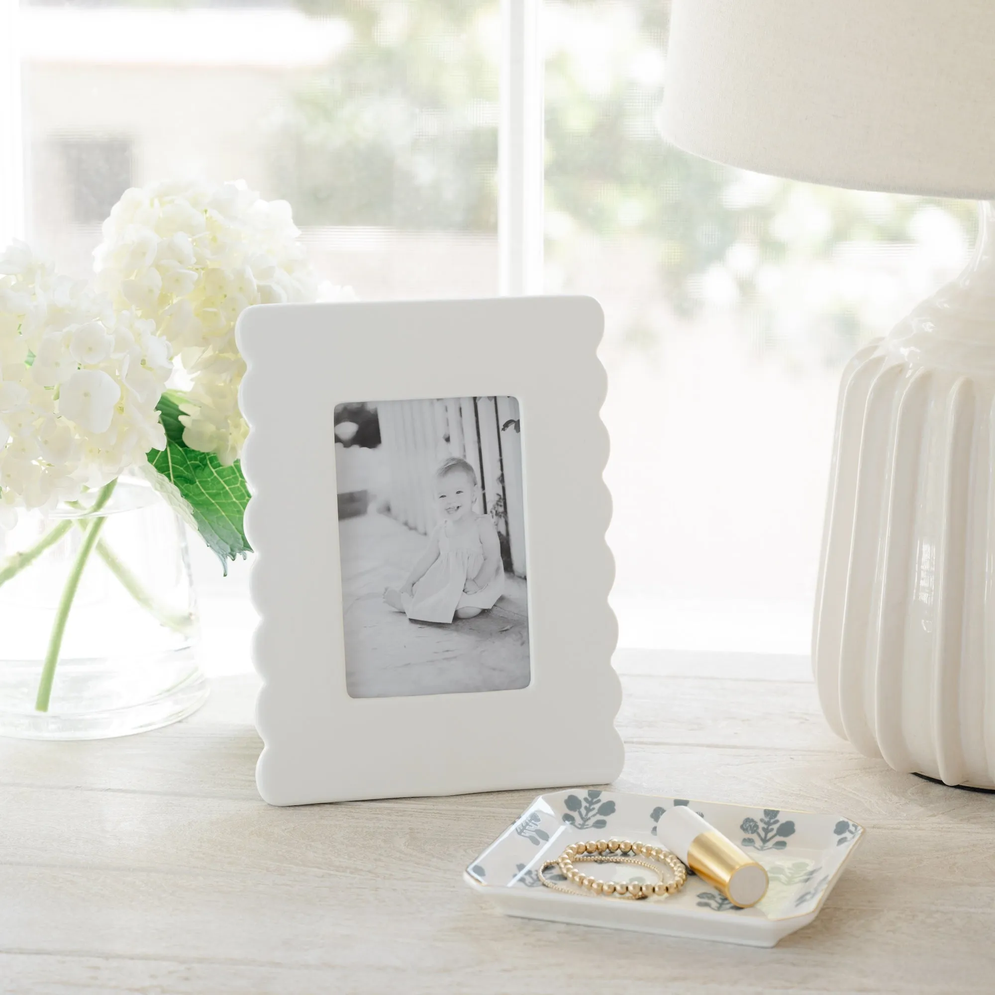 Dusty Blue Floral Trinket Tray