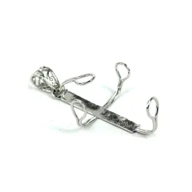 Freestyle Pendant Setting with Rectangular Prongs Mounting including Bail in Sterling Silver 29x52x14mm