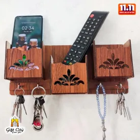 GEOMETRIC Multipurpose design Wood Key Holder With 8 Hooks - Gift City