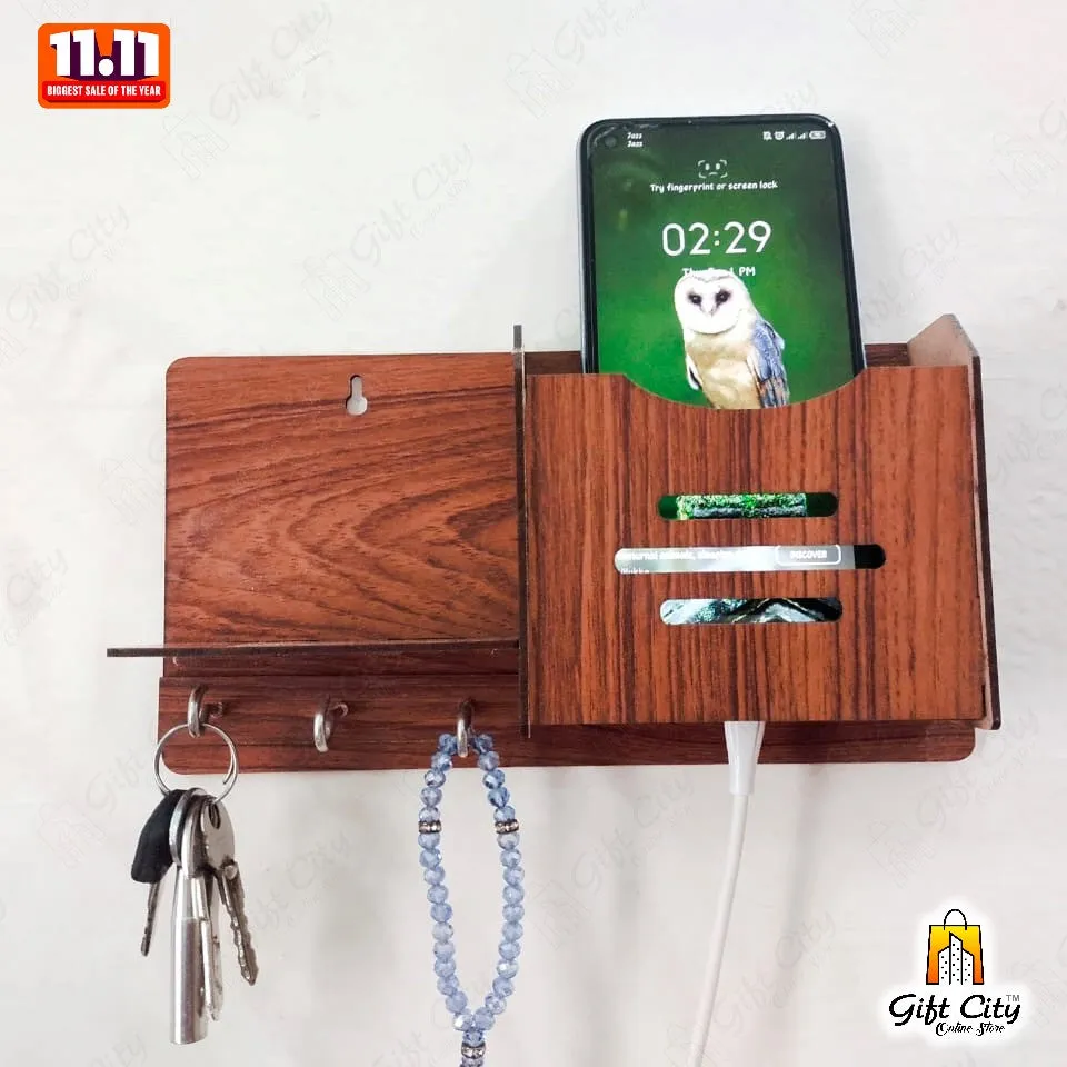 GEOMETRIC Multipurpose design Wood Key Holder With 8 Hooks - Gift City