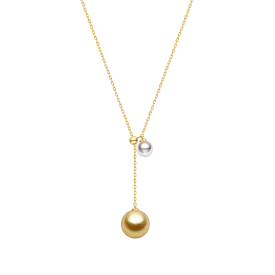 Golden South Sea Pearl & Akoya 18K Dual Pearl Adjustable Necklace