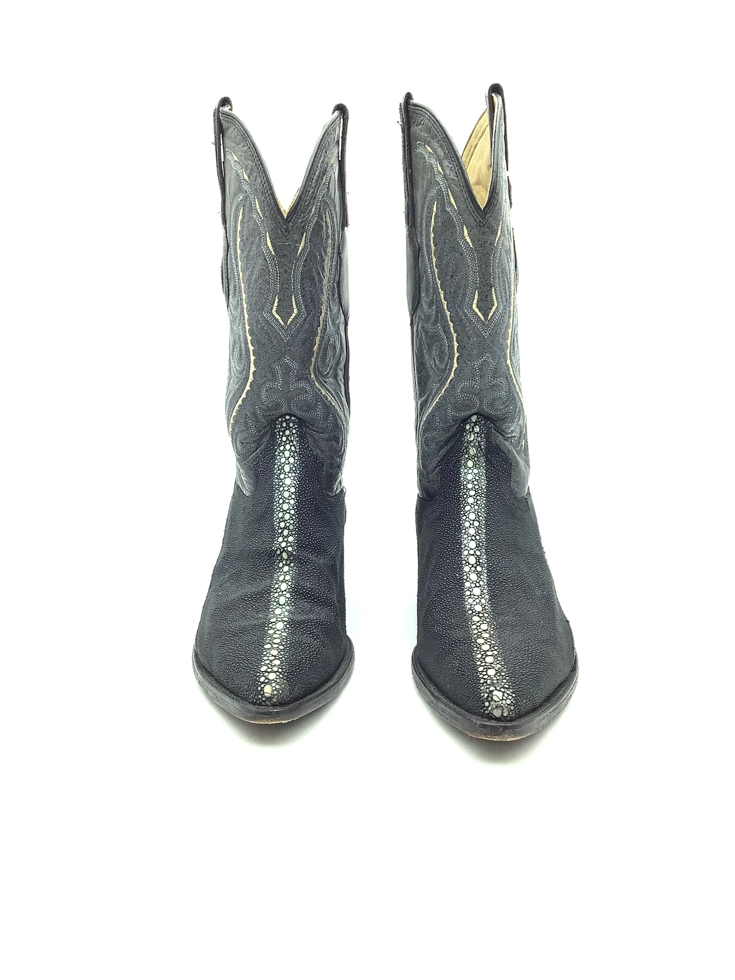 Lamisini Men's Boot Grey Stingray Leather Pearl Detail Size 10