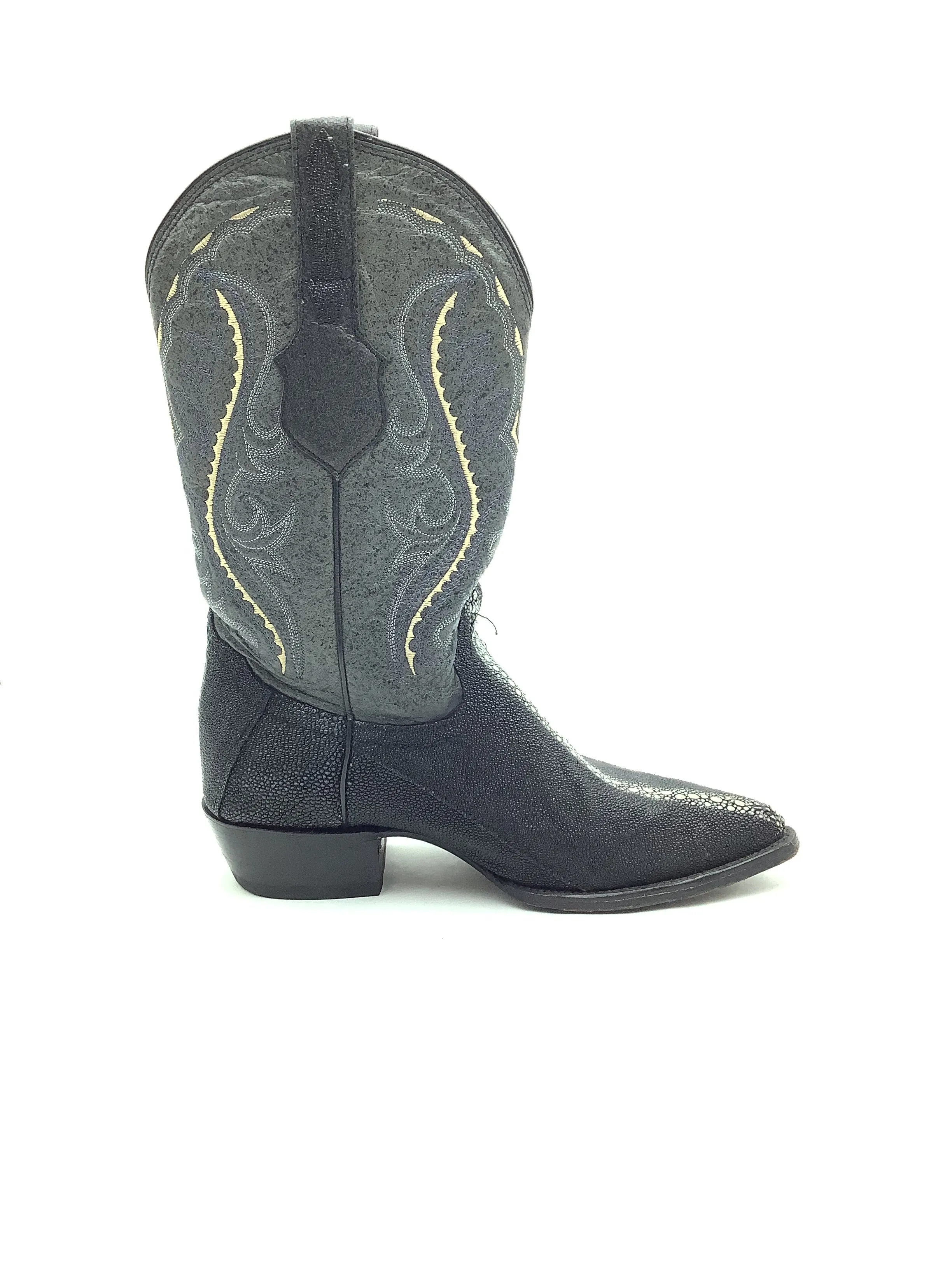 Lamisini Men's Boot Grey Stingray Leather Pearl Detail Size 10