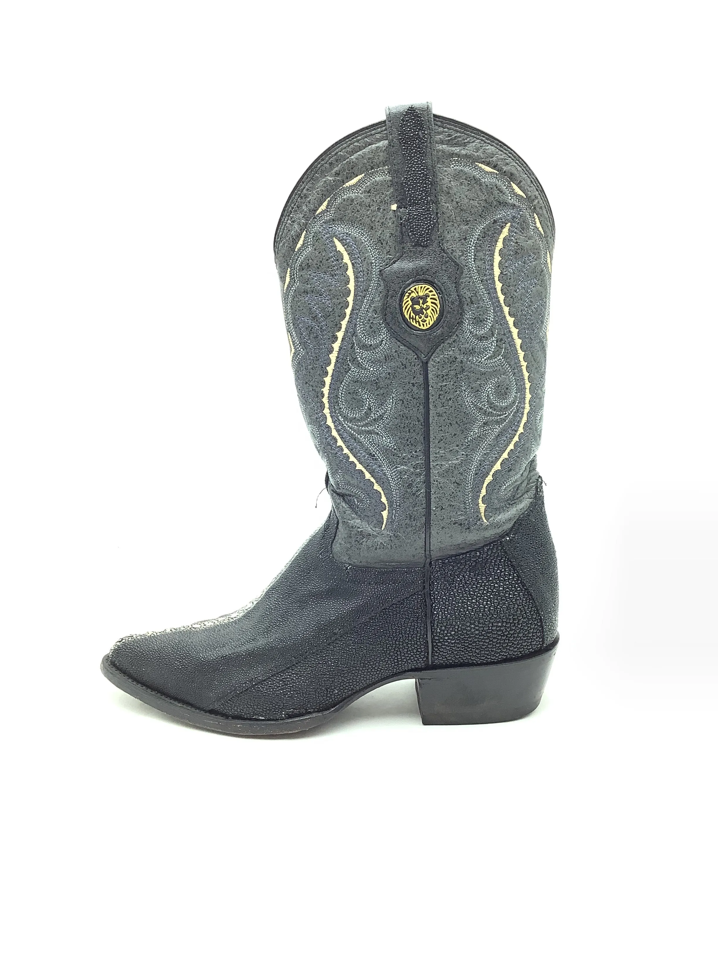 Lamisini Men's Boot Grey Stingray Leather Pearl Detail Size 10