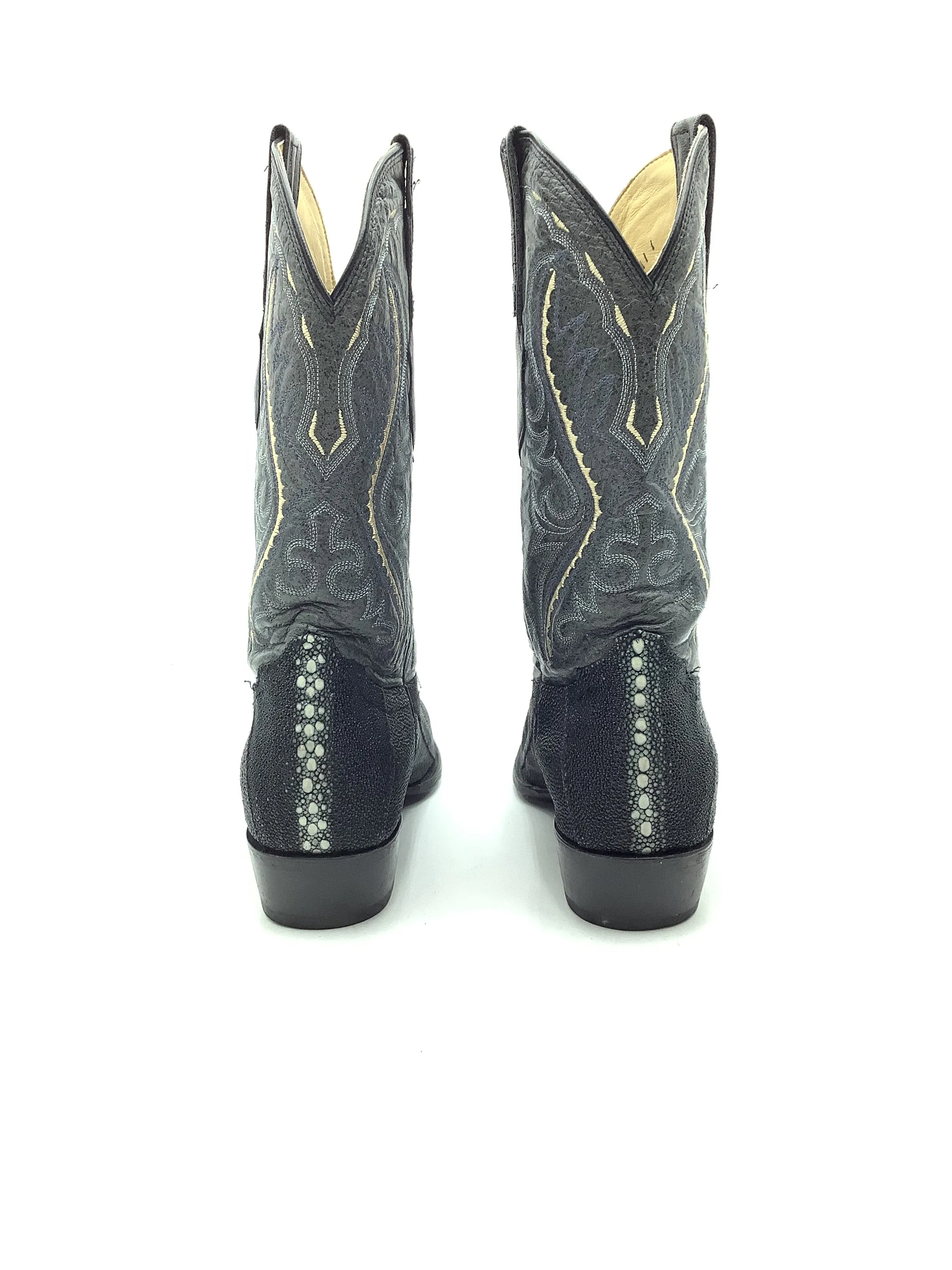 Lamisini Men's Boot Grey Stingray Leather Pearl Detail Size 10