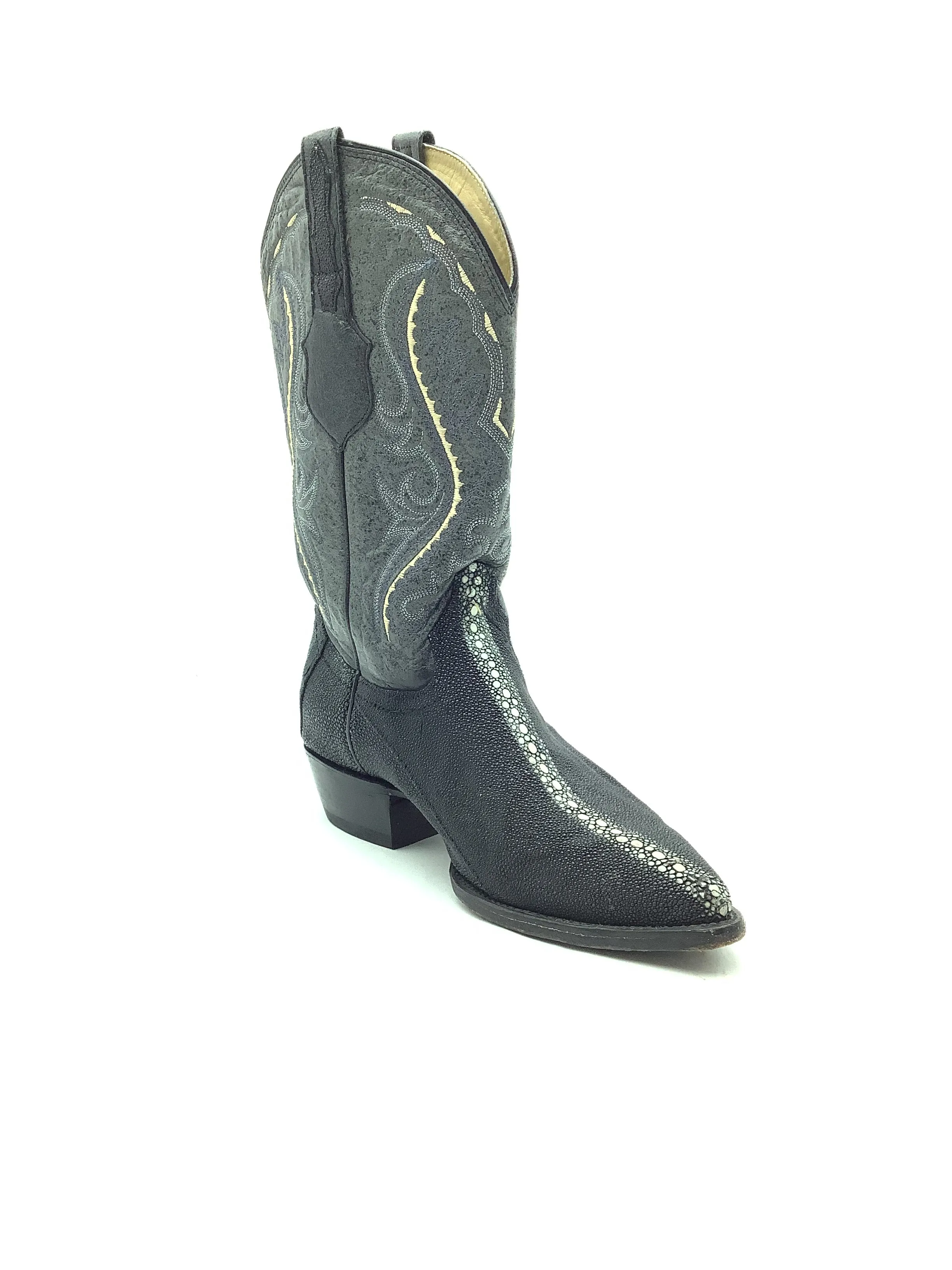 Lamisini Men's Boot Grey Stingray Leather Pearl Detail Size 10