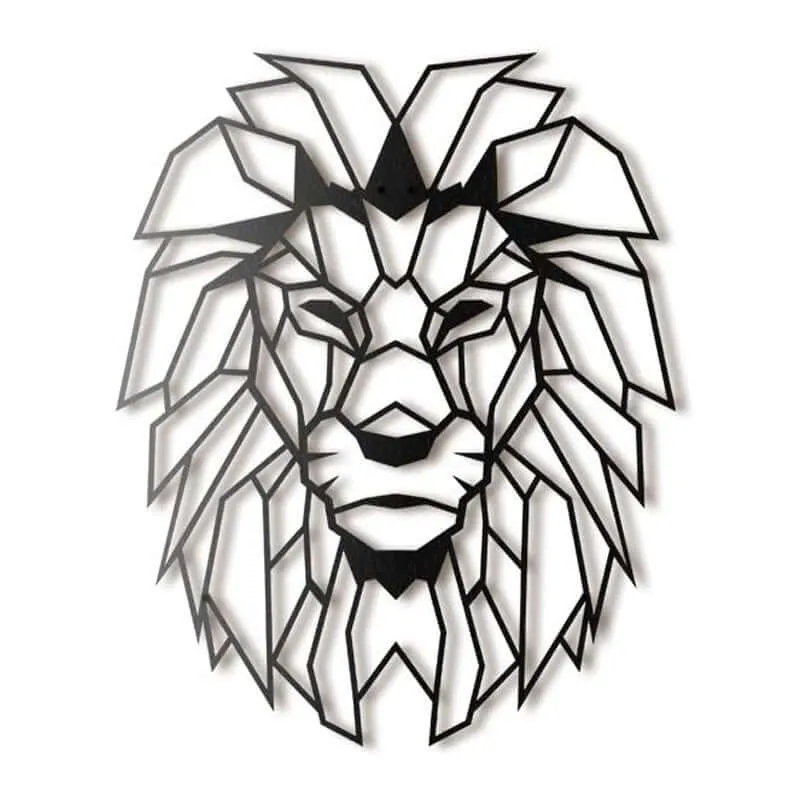 Lion Head Metal Wall Art - Black Laser-Cut Elegance