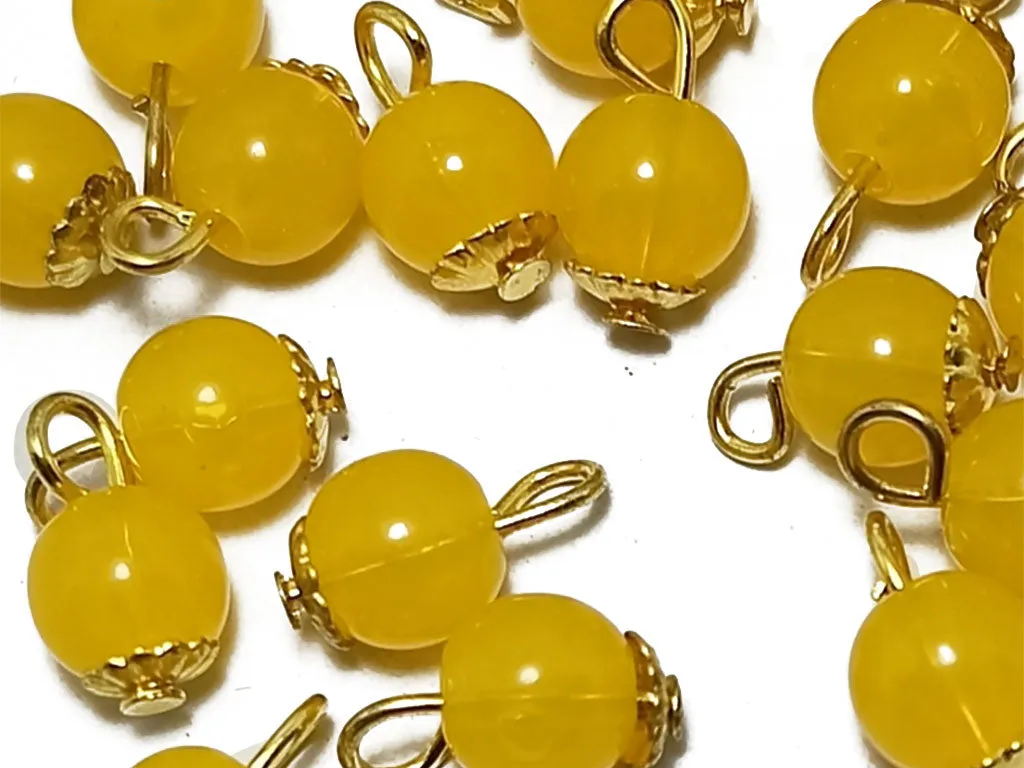 Matte "Yellow" Spherical Loreal Glass Beads