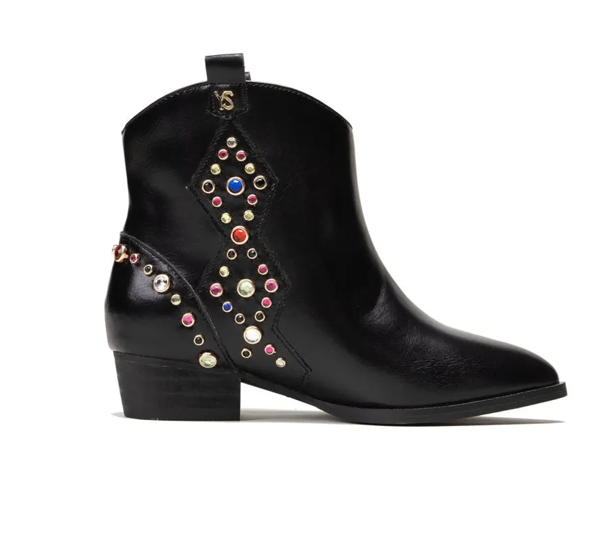 Miss Dallas Black Multi Gem Studded Bootie