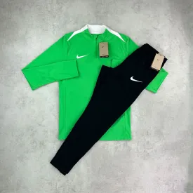 Nike Academy Pro Dri- Fit Half Zip/ Pants Tracksuit Set Green/ Black
