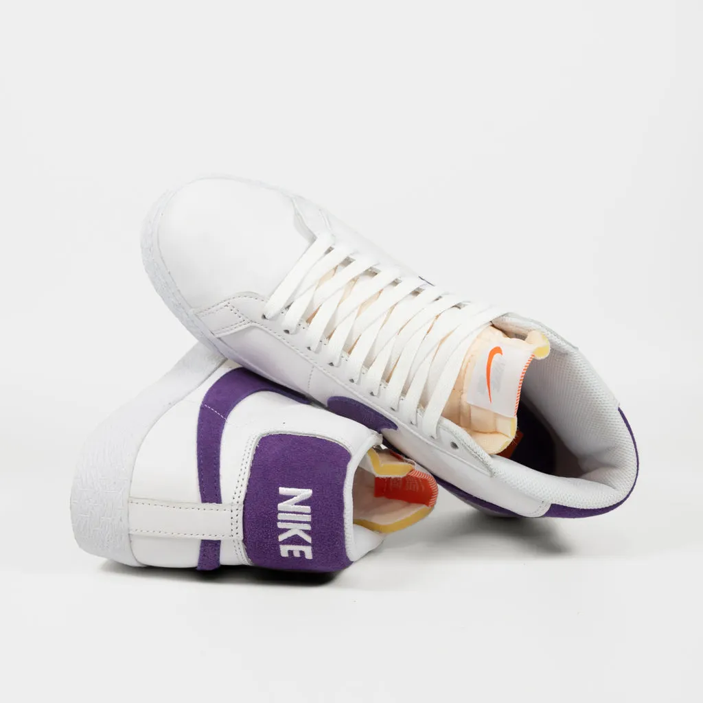 Nike SB - Blazer Mid Orange Label Shoes - White / Court Purple - White