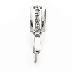 Prism Tube Pinch Bail with CZ's in Sterling Silver 2.9mm