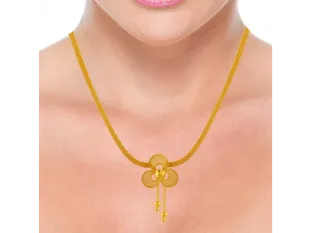Simple And Classy 22k Gold Necklace Set Floral Design