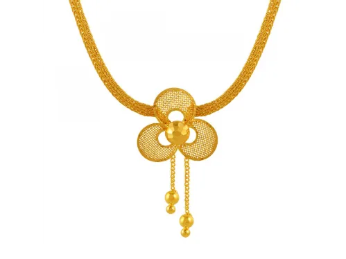 Simple And Classy 22k Gold Necklace Set Floral Design