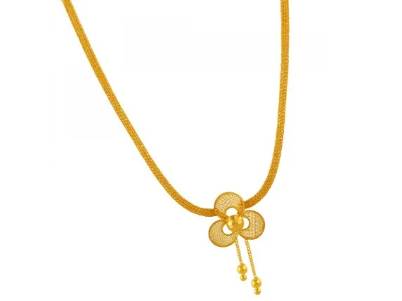 Simple And Classy 22k Gold Necklace Set Floral Design