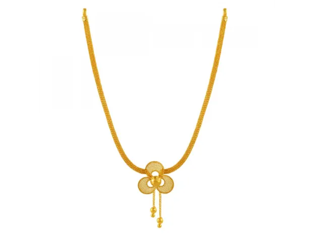 Simple And Classy 22k Gold Necklace Set Floral Design