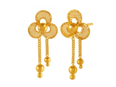 Simple And Classy 22k Gold Necklace Set Floral Design