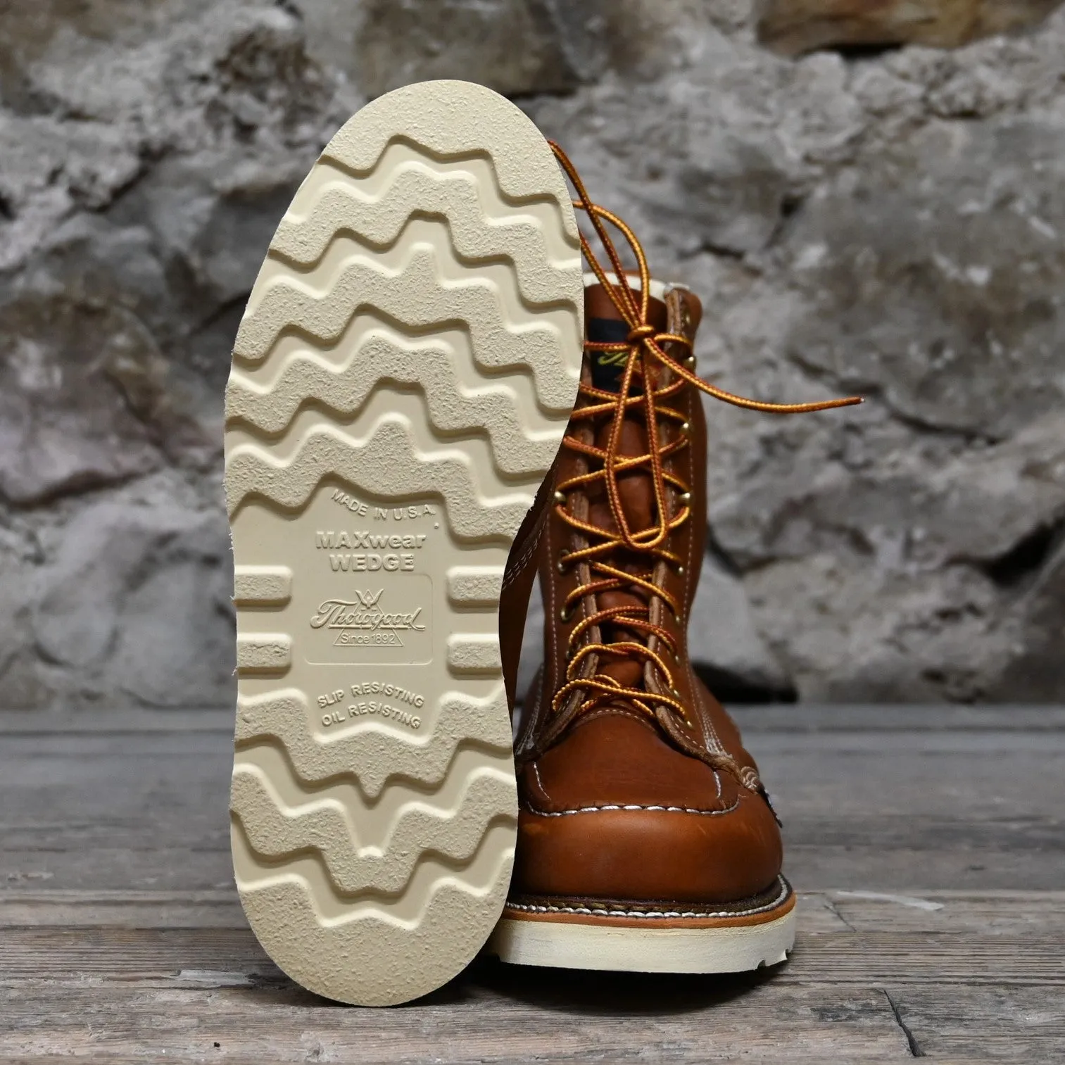Thorogood Men's 8" Lace Up Moc Toe Boot In Tobacco Oil Tanned Leather